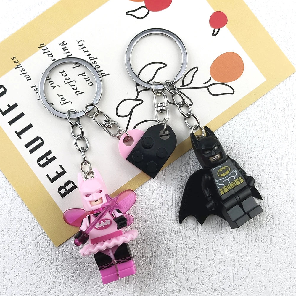 Cute 3D Fairy Star Bat Keychain Set Pink Black Heart Backpack Charm 🗝️