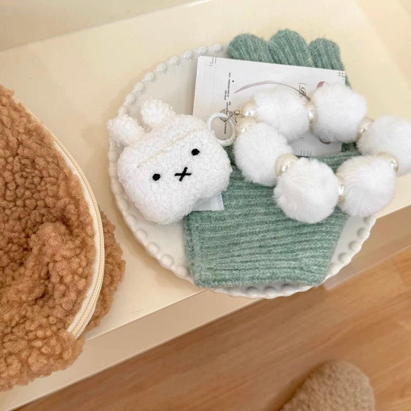 Kawaii Plush White Rabbit AirPods Cozy Case 🐰✨ for 1/2, 3, Pro & Pro 2! 🎧💖