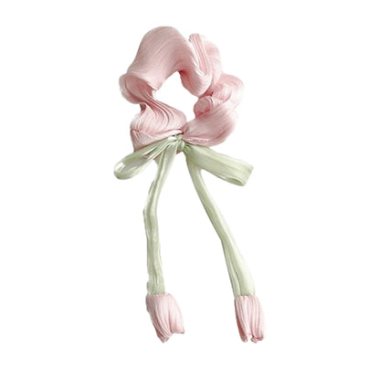 Charming Tulip Bow Scrunchies 🌸✨ Cute Hair Ties for Stylish Girls! 🎀💖 - Pixie Quill