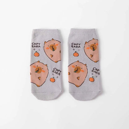 Kawaii Capybara Cotton Ankle Socks 🐾✨ Fun Summer Hosiery for Women - 5 Pairs!