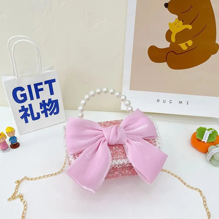 Kawaii Princess Pearl Handbag 👜✨ - Adorable Bow Shoulder Messenger Bag for Kids & Parents! 🌸👧