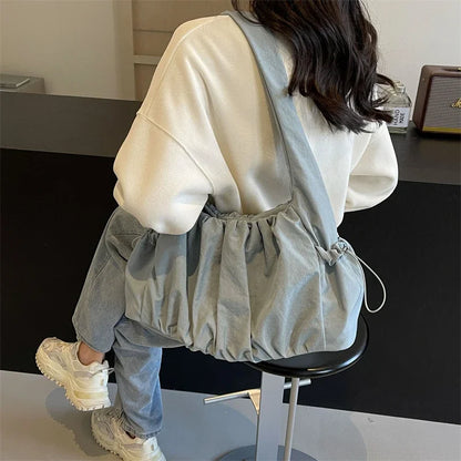 Kawaii Chic Nylon Pleated Crossbody Bag 🎀✨ | Trendy Women's Tote with Large Capacity - Perfect for Casual Adventures! 👜💕