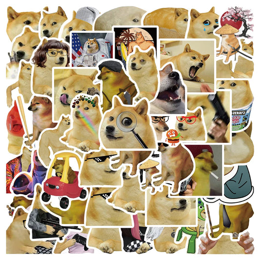 Kawaii Shiba Inu Meme Sticker Pack 🎉🐕 | 50PCS Waterproof Fun for Cars, Laptops & More! 🌈✨