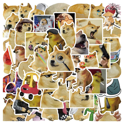 Kawaii Shiba Inu Meme Sticker Pack 🎉🐕 | 50PCS Waterproof Fun for Cars, Laptops & More! 🌈✨