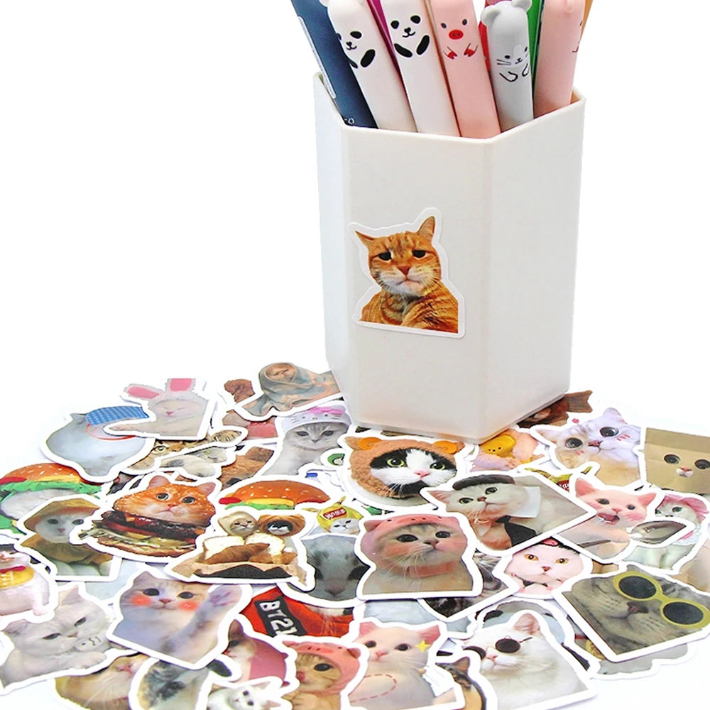 Kawaii Cat Sticker Fun! 🐱✨ 10/50/100pcs Adorable Cartoon Decals for Kids & Crafting 🎨 - Perfect for Laptops, Bikes, & More! 🌈