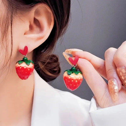Kawaii Strawberry Drop Earrings 🍓✨ | Adorable Fashion Jewelry for Girls & Women 🎀 | Sweet Gifts & Hot Sale!