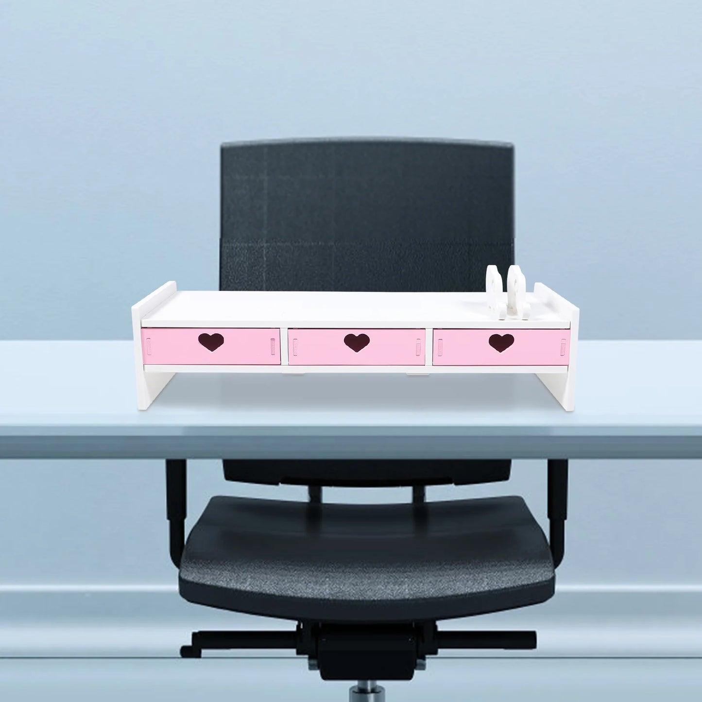 Kawaii Pink Laptop Monitor Stand & Drawer Organizer 🌸✨ - Cute Desktop Riser for Stylish Offices!