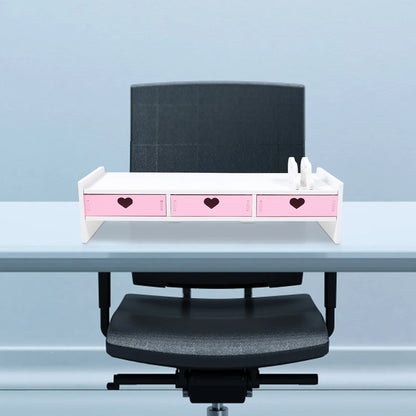Kawaii Pink Laptop Monitor Stand & Drawer Organizer 🌸✨ - Cute Desktop Riser for Stylish Offices!
