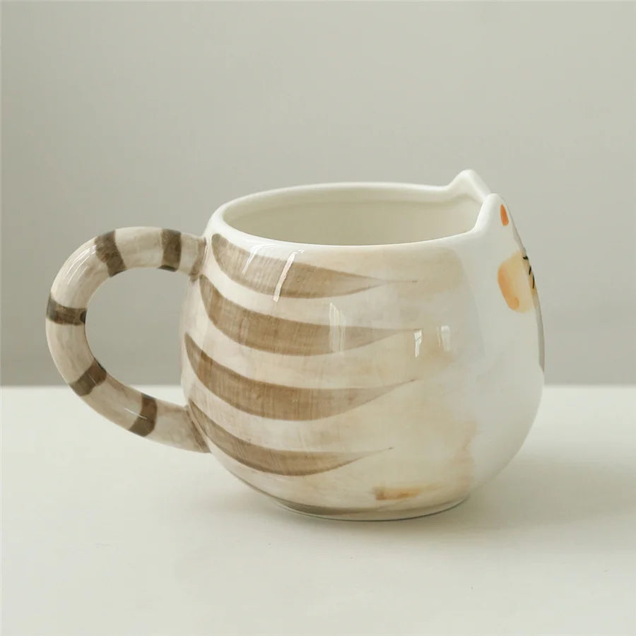 Adorable Cat-Shaped Ceramic Mug 🐱✨ - 380ml Kawaii Coffee, Milk & Water Cup!