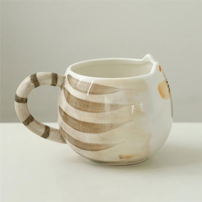 Adorable Cat-Shaped Ceramic Mug 🐱✨ - 380ml Kawaii Coffee, Milk & Water Cup!