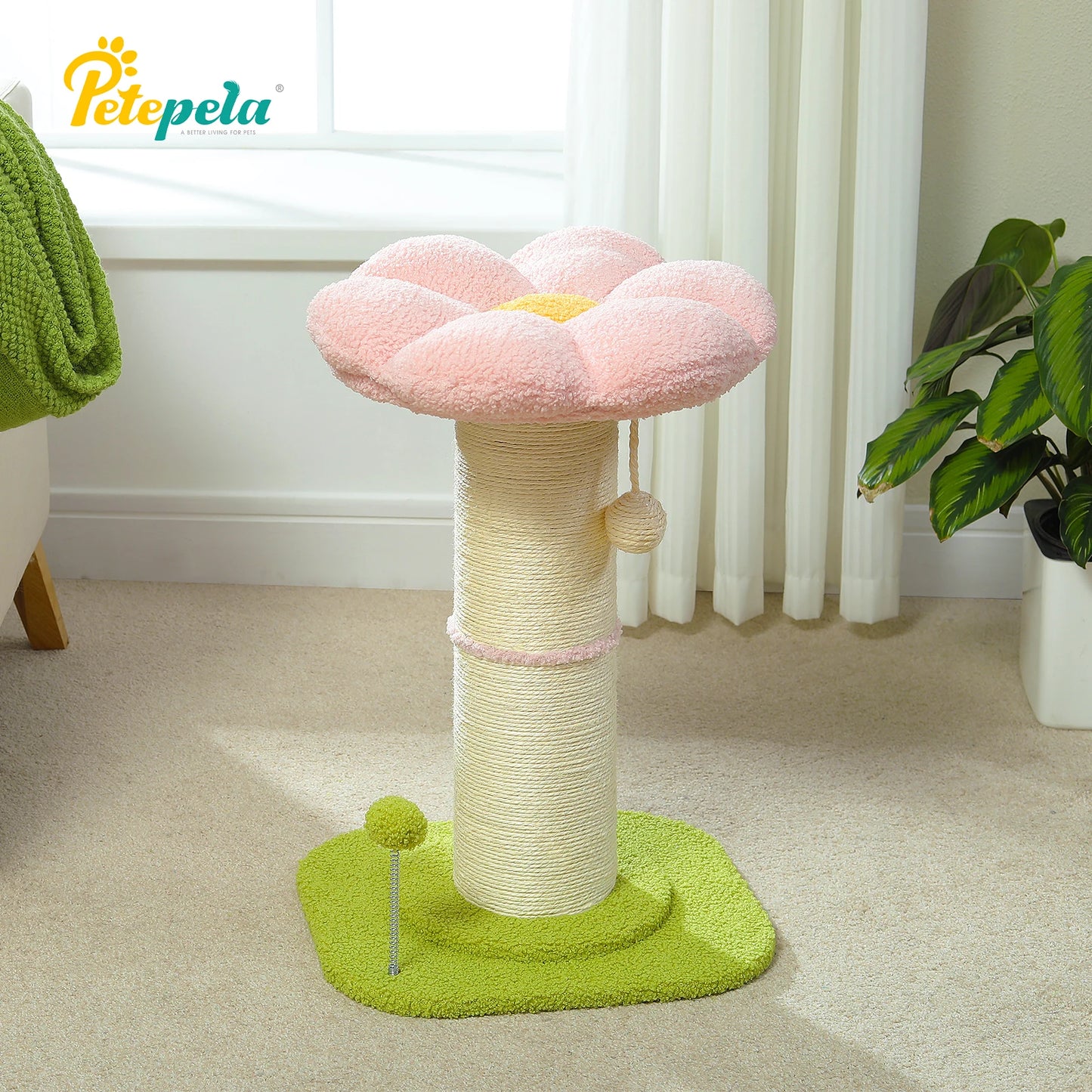 Flower Pink Cat Tree Indoor Scratching Post With Thick Sisal 🐾🌸