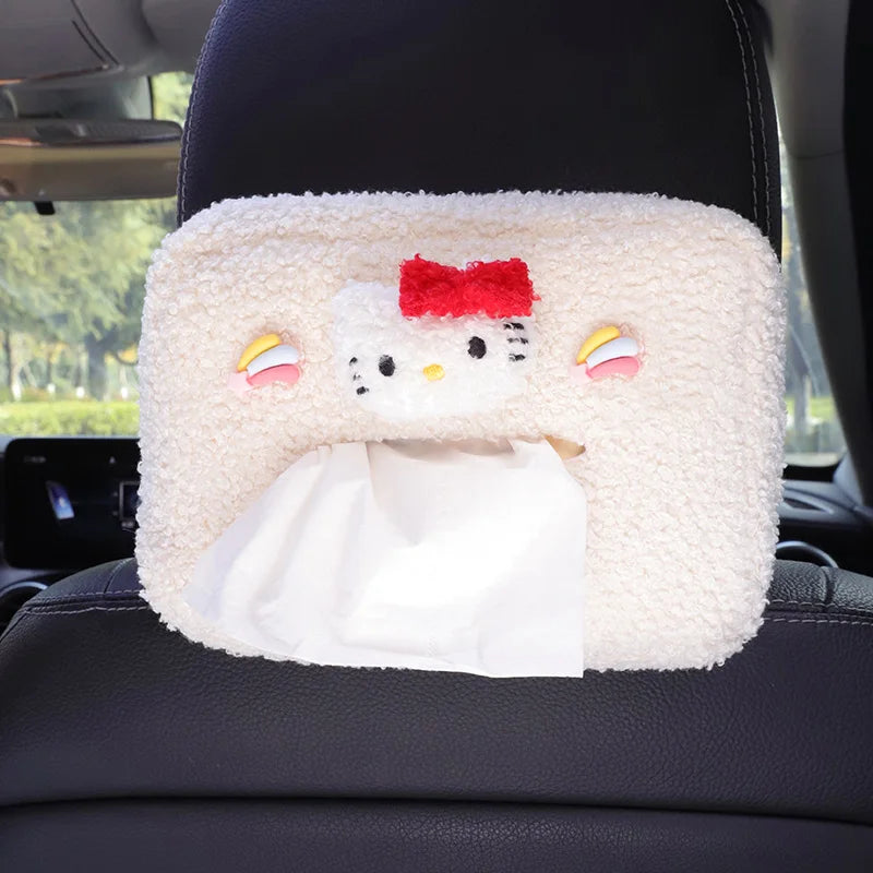 Kawaii Plush Flower Car Tissue Box Holder 🌸🚗 | Cute Auto Visor Organizer for Fun Road Trips! 🧻✨