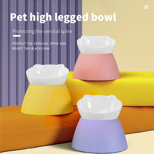 Kawaii Cat Bowl Set 🐾✨ | 15° Tilted Elevated Feeder Stand for Comfy Dining 🐱💖
