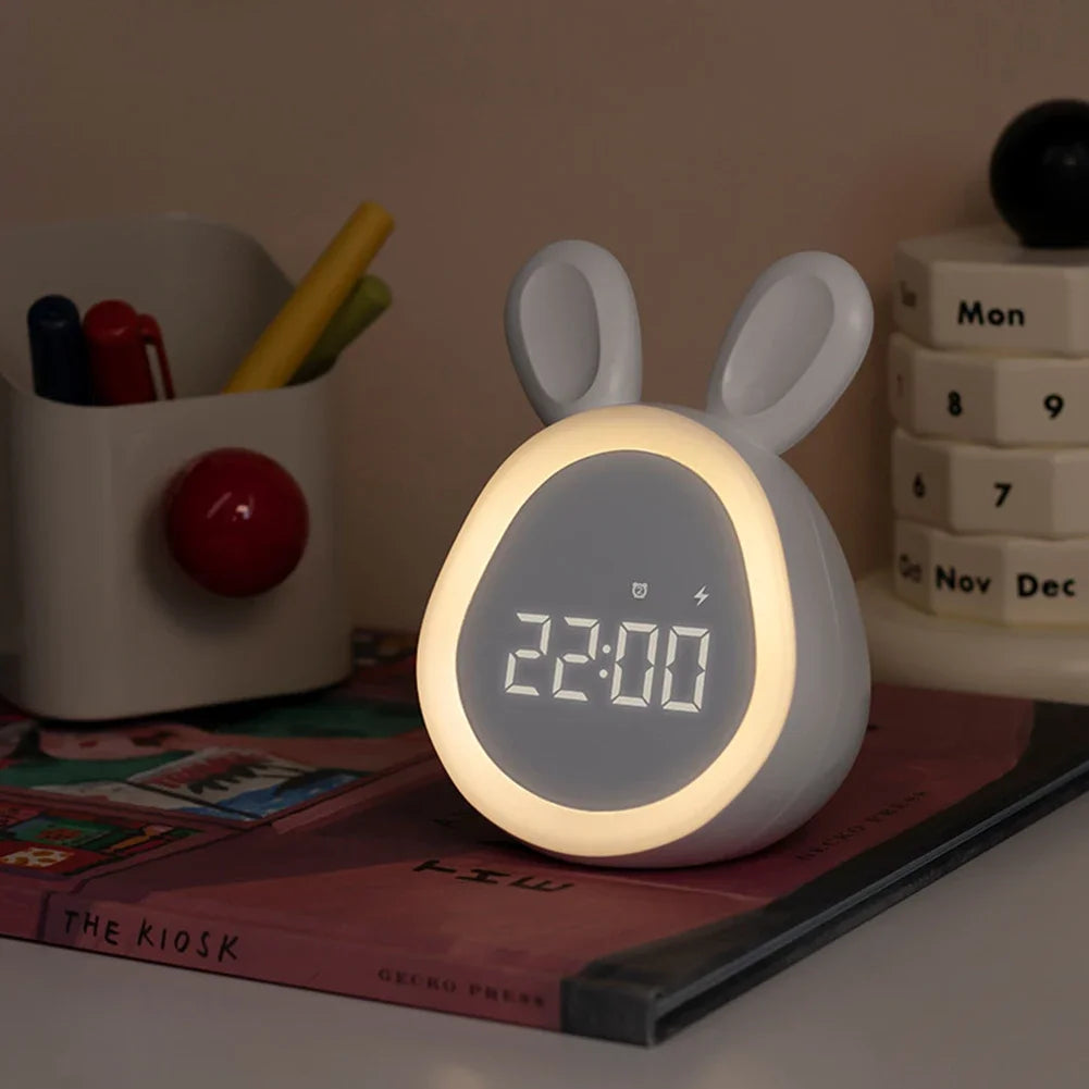 Kawaii Bunny LED Alarm Clock 🐰✨ | Adorable Night Light & Dimmable Display for Kids 🌙💤