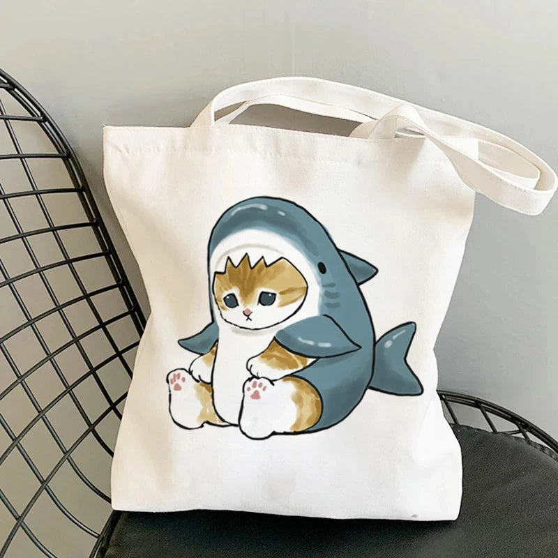 ✨ Cute Cat Manga Tote Bag 🐾 Fun Canvas Shopper for All Your Adventures! 👜 - Pixie Quill