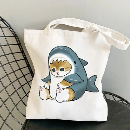 ✨ Cute Cat Manga Tote Bag 🐾 Fun Canvas Shopper for All Your Adventures! 👜 - Pixie Quill