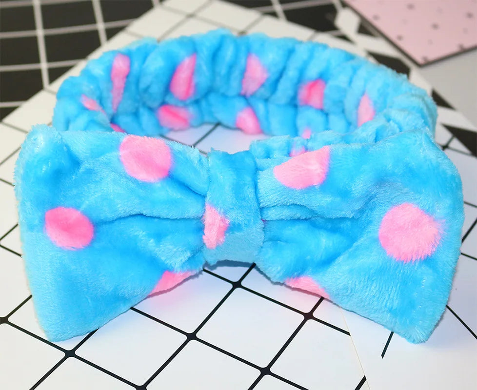 Women Wash Face Makeup Soft Coral Fleece Elastic Headband Head Wrap Cute Rabbit Bow Animal Ears Hairband Girl Hair Accessories