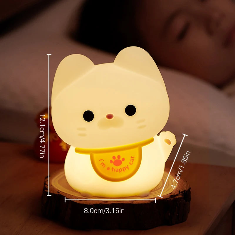 Adorable Kawaii Cat LED Night Light 🐾✨ | Cute Rechargeable Mood Lamp for Dreamy Bedrooms 🌙💖