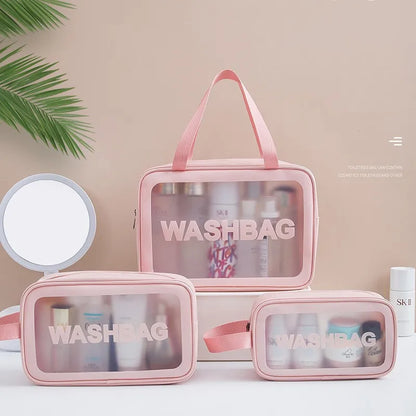 Kawaii Waterproof Travel Makeup Bag 🌟✨ | Cute Transparent Cosmetic Organizer for Women 💖✈️