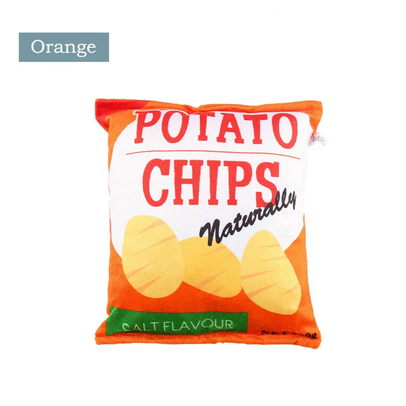 Kawaii Crunchy Dog Crisps Plush Squeaky Chew Toy 🐶✨ | Bite-Resistant Fun for Small & Medium Pets! 🍟💖