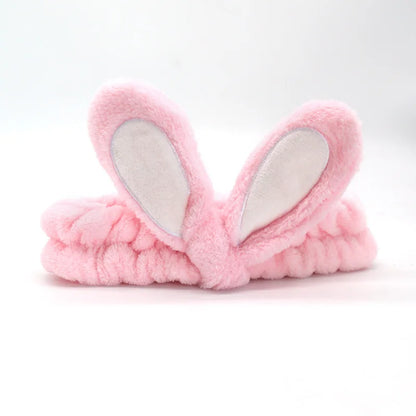 Women Wash Face Makeup Soft Coral Fleece Elastic Headband Head Wrap Cute Rabbit Bow Animal Ears Hairband Girl Hair Accessories