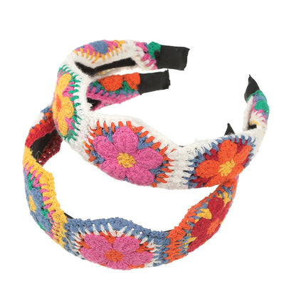 Kawaii Knitted Headbands 🌸✨ Cute Non-Slip Wide Hairbands for Women - Trendy Ethnic Style!