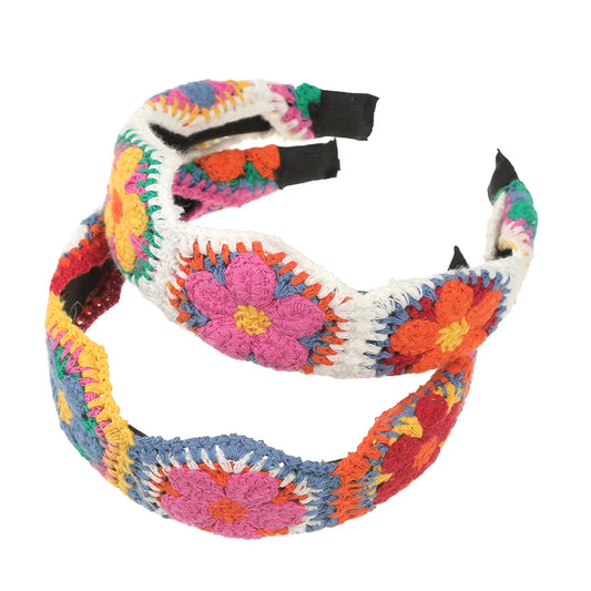 Kawaii Knitted Headbands 🌸✨ Cute Non-Slip Wide Hairbands for Women - Trendy Ethnic Style!