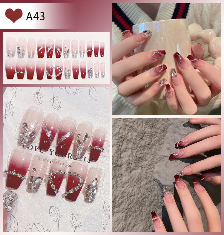 Kawaii Blush Pink 3D Bowknot & Pearl Press-On Nails 💖✨ | 24pcs Adorable Fake Nail Tips for Cute DIY Manicures!