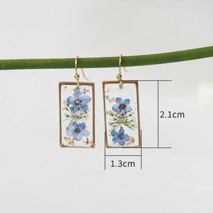 Elegant Pressed Flower Earrings For Women Natural Blue Floral Drop Earrings Handmake Epoxy Resin Plant Earring Jewelry Wholesale