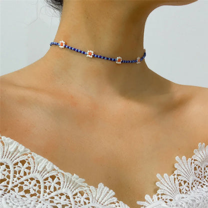 🌈 Boho Chic Rainbow Seed Beads Choker 🌸 Kawaii Floral Necklace for Women ✨ Trendy Korean Fashion Jewelry