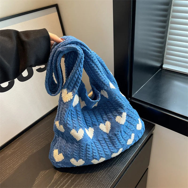 ❤️ Cute Crochet Heart Bags 🌊 Stylish Casual Beach Tote 🎉 Fun & Versatile Fashion Companion! 👜✨ - Pixie Quill