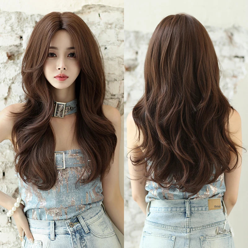 Kawaii Dreamy Sakura Pink Wavy Wig 🌸✨ | High-Density Curly Hair with Bangs for Sweet Girls 💖🎀