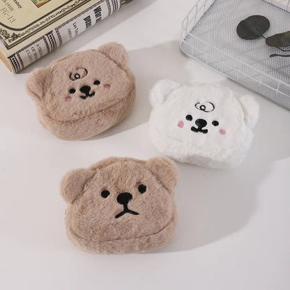 🐻✨ Adorable Plush Coin Purse & Makeup Bag - Bear Ears Edition! 🎀💖