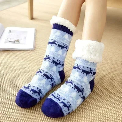 Fluffy Winter Socks For Women Warm Plush Non Slip Slipper Snowflake Gift ❄️🎁