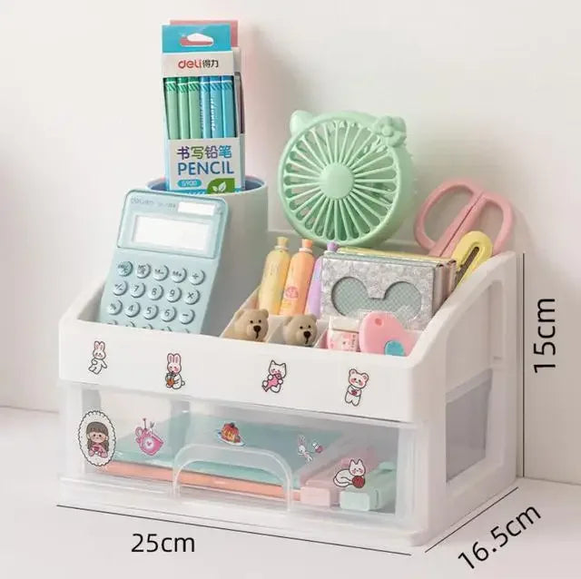 Kawaii Multi-Layer Drawer Organizer 🌟✨ | Cute Desktop Storage Box for School & Office Supplies 🖍️💖