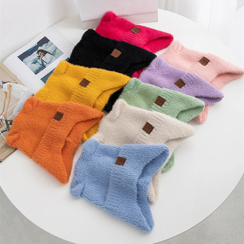 Kawaii Cat Ear Beanie 🐾✨ | Soft Candy Color Knitted Hat for Women - Cozy Faux Fur Winter Fashion 🎀