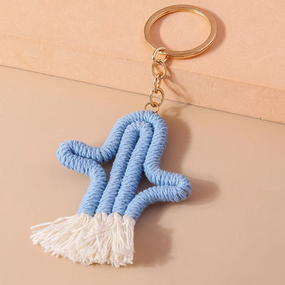 Pastel Rainbow Tassel Hand Knit Keychain For Car Bag Gift 🎀🌈💖