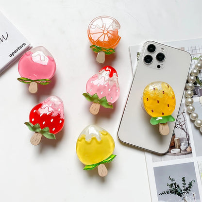 Kawaii 3D Fruit Popsicle Phone Grip Tok 🍉🍓 | Cute Stand Holder for iPhone & Samsung 🍍📱