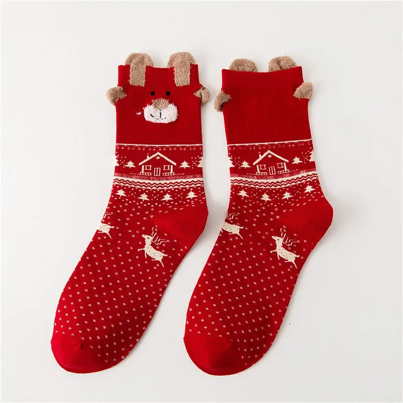 Cozy Two Pair Christmas Socks For Women And Kids Santa Deer Knit Warm 🧦🎄