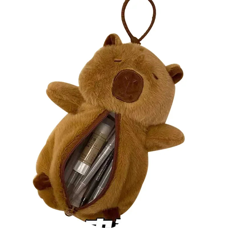 Cute Capybara Plush Pencil Pouch 🦙✨ - Adorable Zipper Bag for School & Office Supplies! 🎒✏️