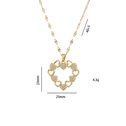 Kawaii Heartfelt Zircon Pendant Necklace 💖✨ for Charming Women & Girls - Adorable Party Jewelry & Gift Accessory!
