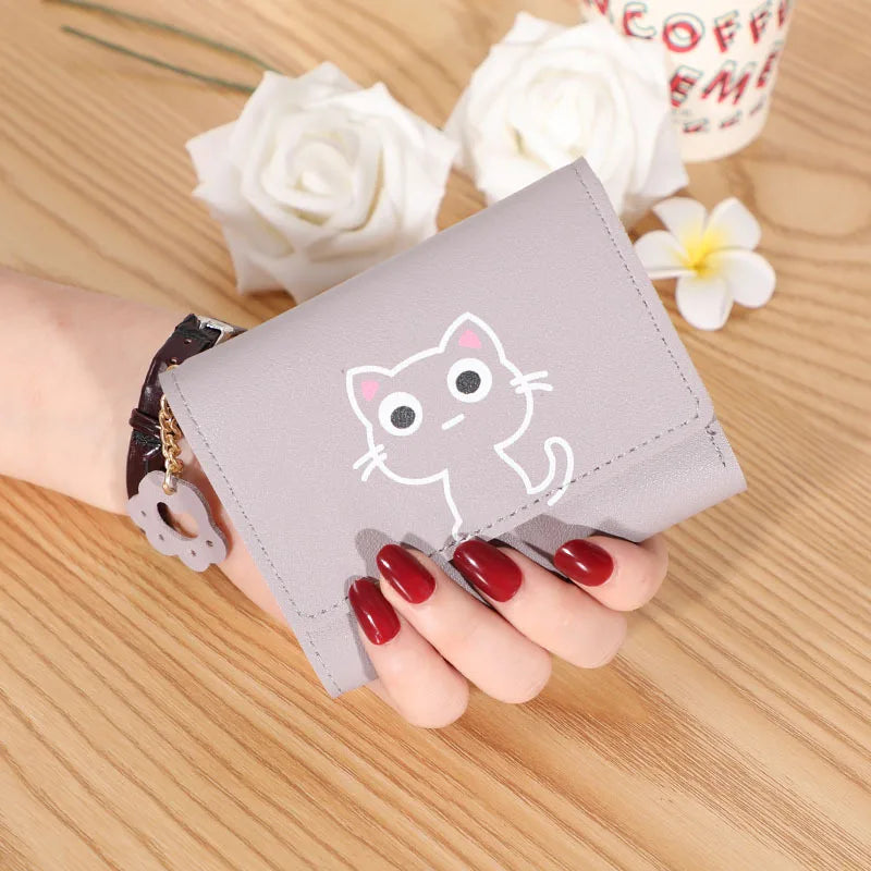Kawaii Cat-Themed PU Leather Wallet 🐱💖 | Adorable Short Purse for Ladies | Perfect Gift for Cat Lovers! 🎁✨