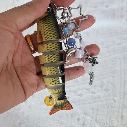 Playful Plastic Fish Keychain 🐟 Multi Jointed Backpack Charm Gift