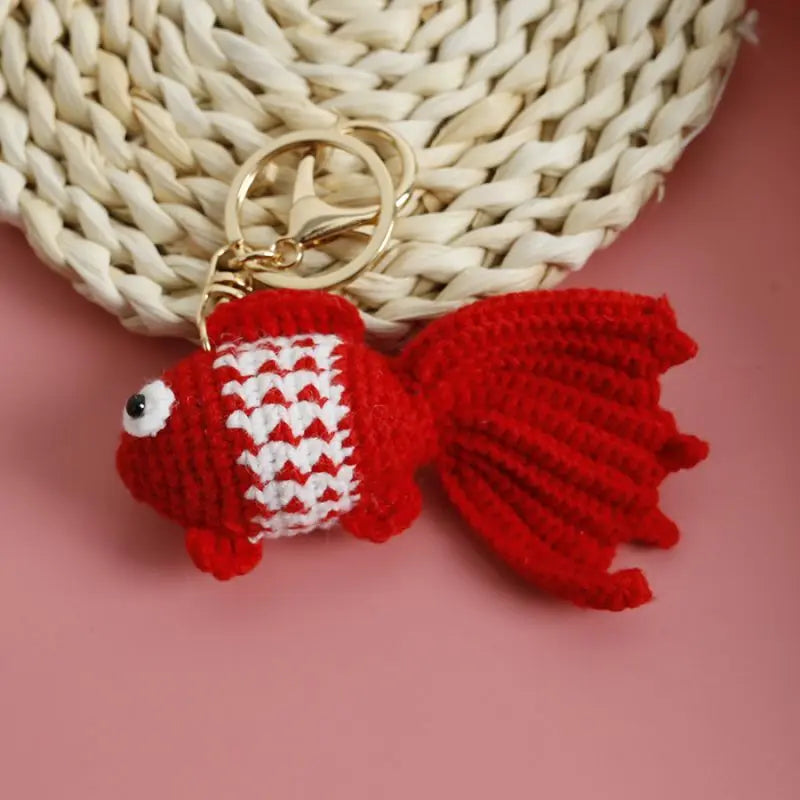Cute Clown Fish Crochet Keychains For Bags, Handmade Goldfish Charm 🧶🐠