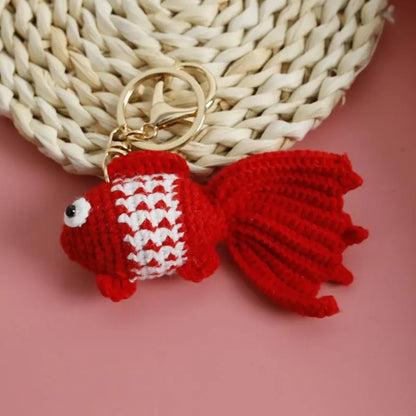 Cute Clown Fish Crochet Keychains For Bags, Handmade Goldfish Charm 🧶🐠