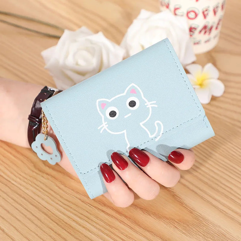 Kawaii Cat-Themed PU Leather Wallet 🐱💖 | Adorable Short Purse for Ladies | Perfect Gift for Cat Lovers! 🎁✨