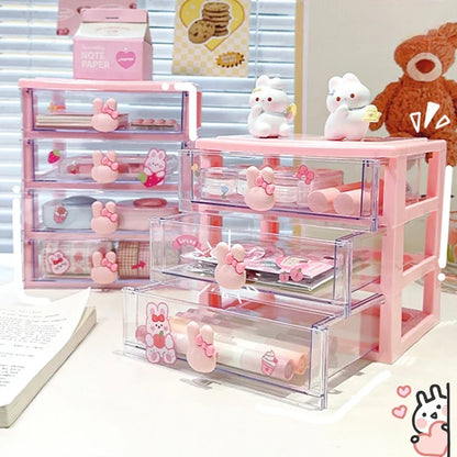 Kawaii Desktop Organizer 🌈✨ - Cute Drawer Box for Stationery & Hair Accessories 💖🖊️