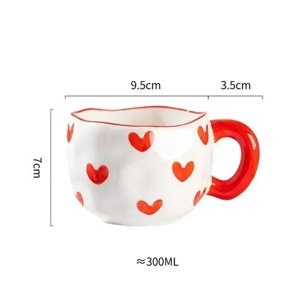 Whimsical Flower Heart Ceramic Mug 🌼💖 - Adorable Irregular Cup for Coffee, Tea & Juice! Perfect Gift for Kids & Girls!