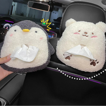 lush Penguin & Polar Bear Tissue Box Holder 🐧🧊 - Kawaii Car Napkin Organizer & Cute Animal Décor for Your Auto! 🎉