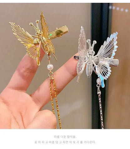 Kawaii Butterfly Hairpin 🌸✨ Vintage Tassel Clip for Adorable Style 🦋